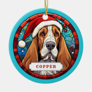 Basset Hound Ceramic Circle Ornement