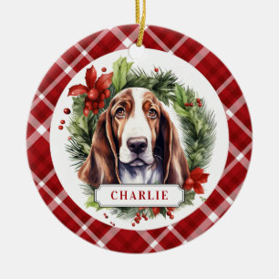 Basset Hound Ceramic Circle Ornement