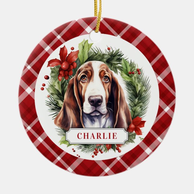 Basset Hound Ceramic Circle Ornement (Devant)