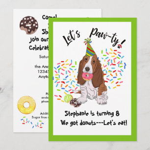 Basset Hound Chien Donut Anniversaire Invitation d