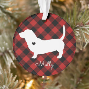 Basset Hound Christmas Plaid Chien Nom Photo