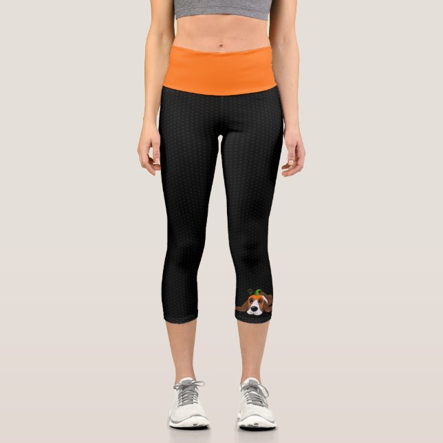 Basset Hound Citrouille Casquette Leggings (Recto)