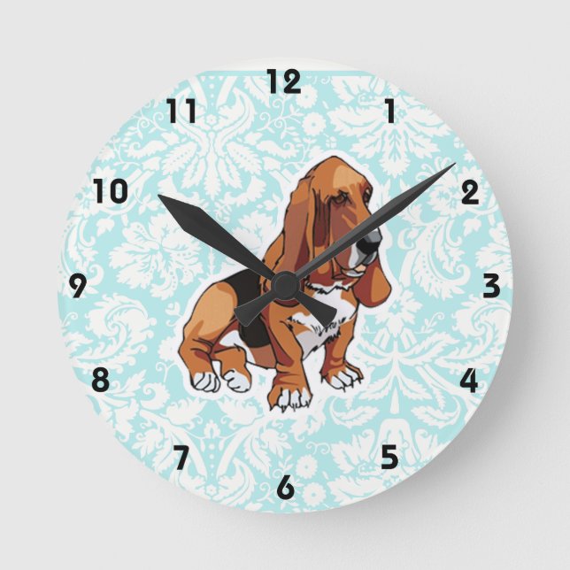 Basset Hound; Cute Runde Wanduhr (Vorderseite)