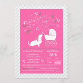 Basset Hound Dog Baby Duschmädchen Rosa Einladung