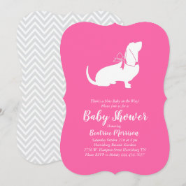 Basset Hound Dog Baby Duschmädchen Rosa Einladung