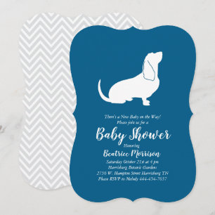 Basset Hound Dog Baby Shower Boy Blue Einladung