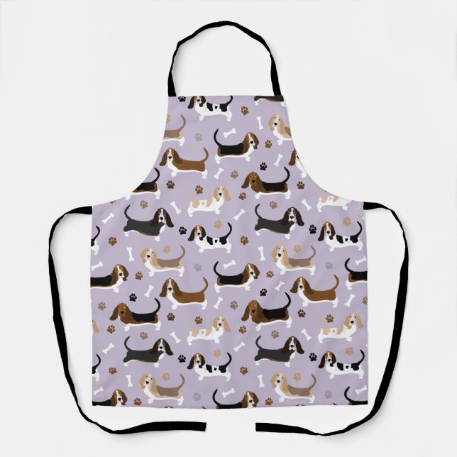 Basset Hound Dog Bones and Paws Schürze (Vorderseite)