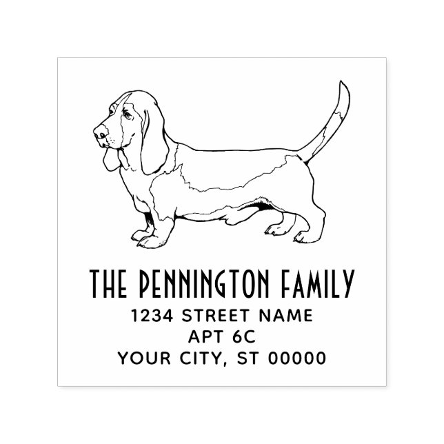 Basset Hound Dog Name Rücksendeadresse Permastempel (Design)