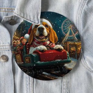 Basset Hound Dog Roller Untersetzer Weihnachten Button