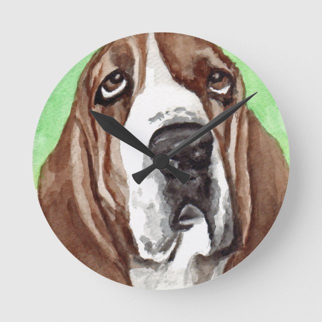 Basset Hound Dog Runde Wanduhr (Vorderseite)