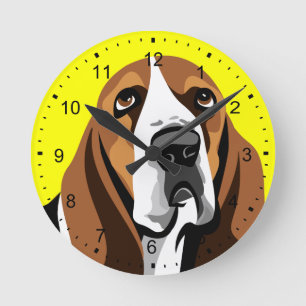 Basset Hound Dog Runde Wanduhr