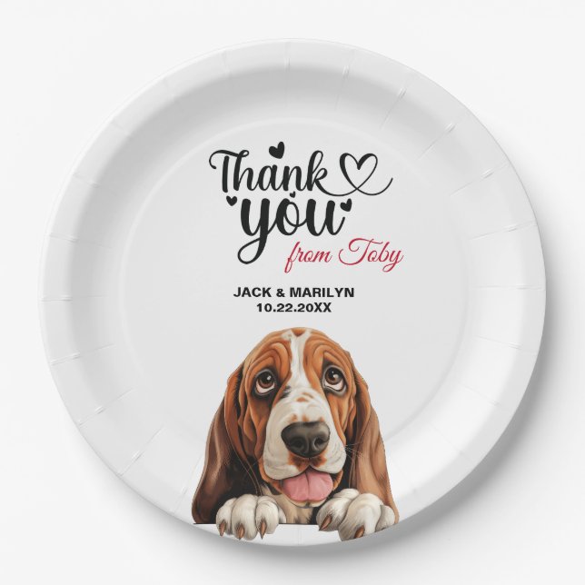 Basset Hound Dog Wedding Cocktail Pappteller (Vorderseite)