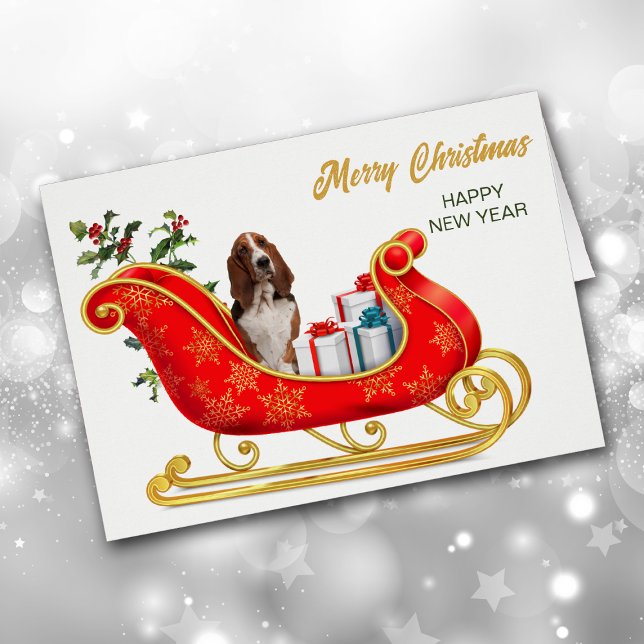 Basset Hound Dog Weihnachtsliegekarte (Von Creator hochgeladen)