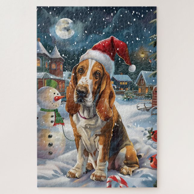 Basset Hound Dog Winter Wunderland Weihnachtsfreud (Vertikal)