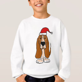 Basset Hound drôle dans l'art de Noël de casquette