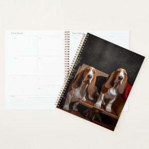 Basset Hound enneigé Traîneau Décor de Noël