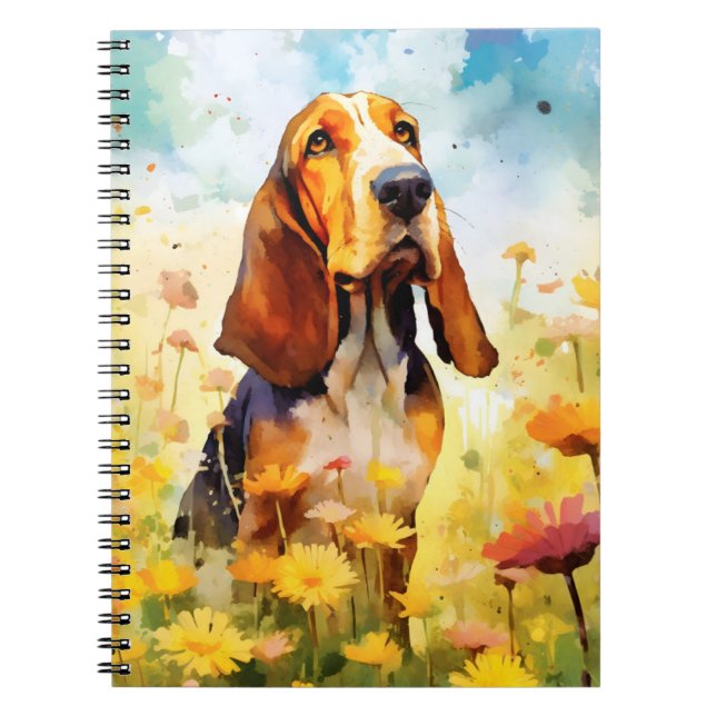 Basset Hound farbige Aquarellbilder Notizblock (Vorderseite)