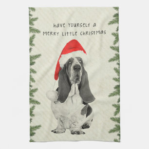 Basset Hound Frohe Weihnachten Geschirrtuch