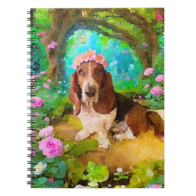 Basset Hound Garden Notizblock (Vorderseite)