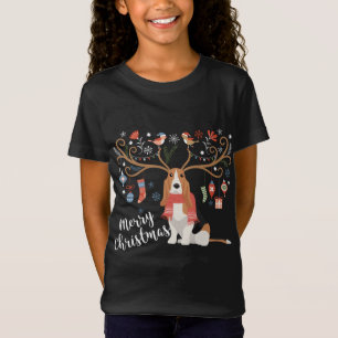 Basset Hound Geschenk Weihnachts-Rentierhund T-Shirt