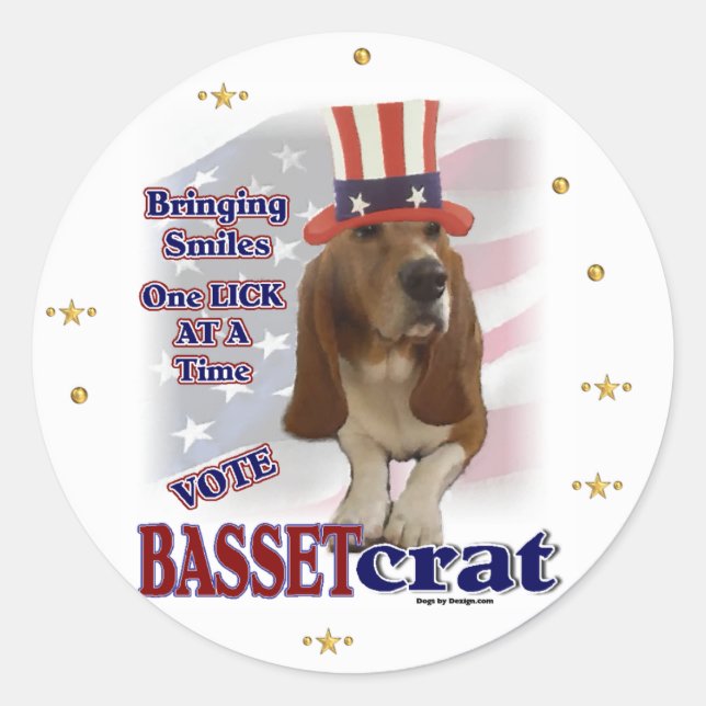 Basset Hound Geschenke Runder Aufkleber (Vorderseite)