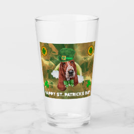 Basset Hound Gold Happy St Patricks Day Glas