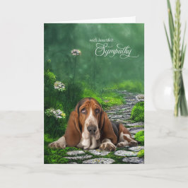 Basset Hound Green Garden Path Pet Beileid Karte