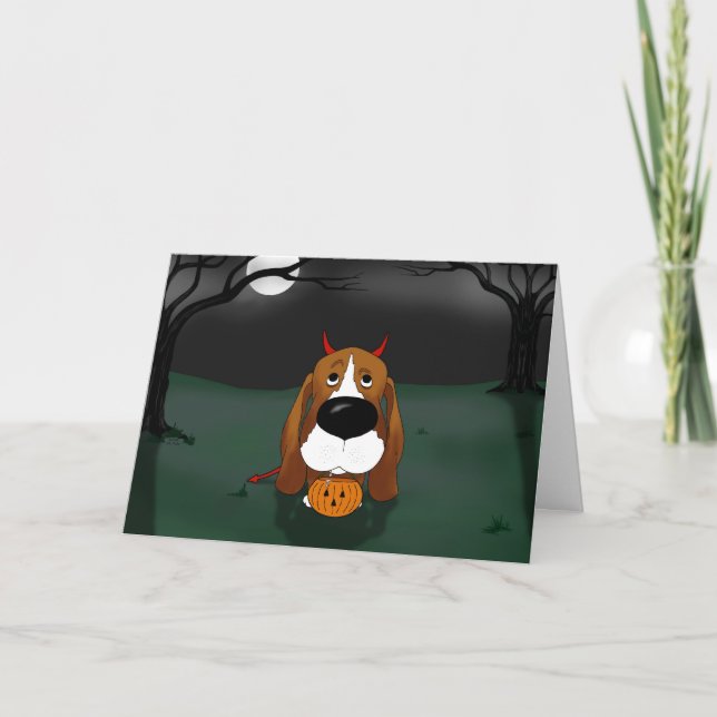 Basset Hound Halloween Karte (Vorderseite)