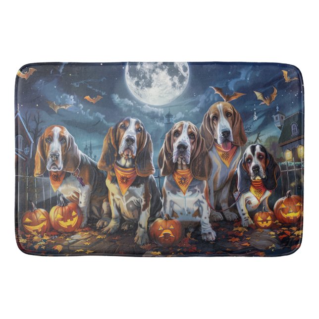 Basset Hound Halloween Spooky Badematte (Vorderseite)