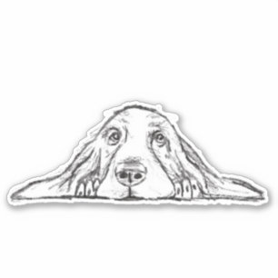 Basset Hound handgezeichneter Schwarz-Weiß-Einfach Aufkleber