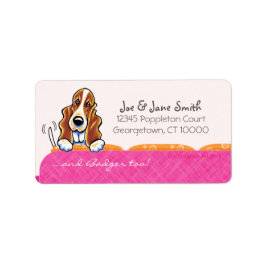 Basset Hound Happy Couch Dog Girly Pink Adressaufkleber