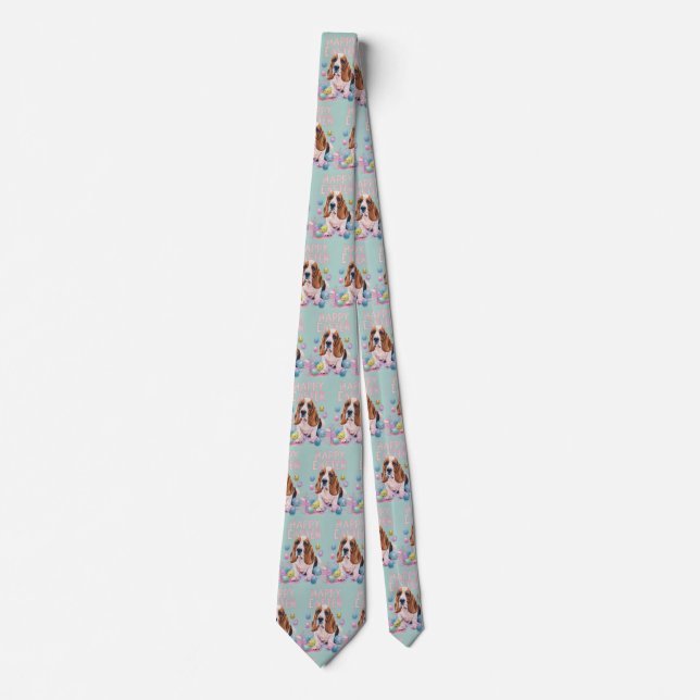Basset Hound Happy Oaster Krawatte (Vorderseite)