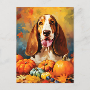 Basset Hound Herbst Thanksgiving  Postkarte