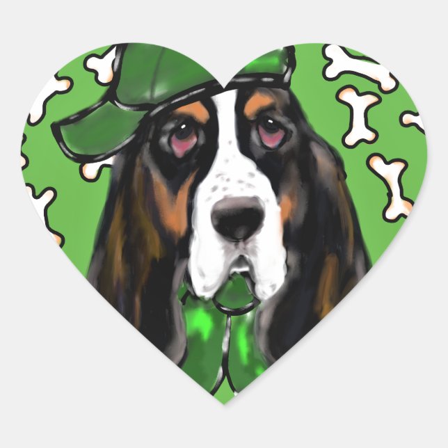 Basset Hound Herz-Aufkleber (Vorderseite)
