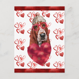 Basset Hound Herzen Geschenk für Hunde Liebhaber z Feiertagspostkarte