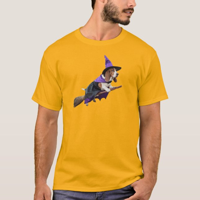 Basset Hound Hexe T-Shirt (Vorderseite)