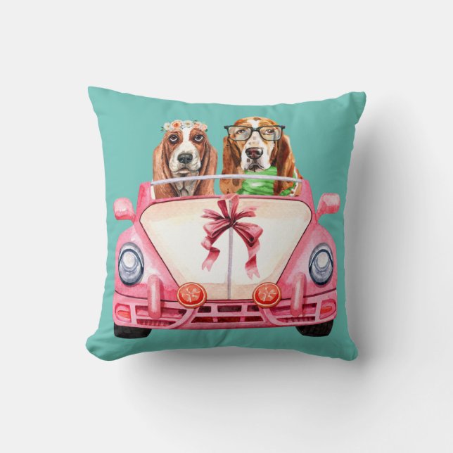 Basset Hound-Hochzeitsdesign Kissen (Vorderseite)