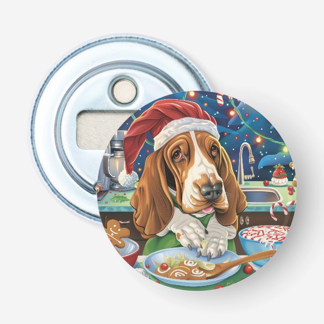 Basset Hound Holiday Baking: Festliche Weihnachten Flaschenöffner (Vorderseite)