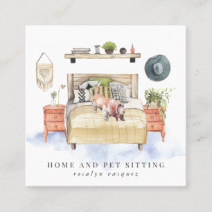 Basset Hound Home- und Haustiersitting Quadratische Visitenkarte