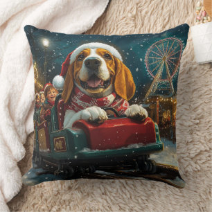 Basset Hound Hund Achterbahn Weihnachten Kissen