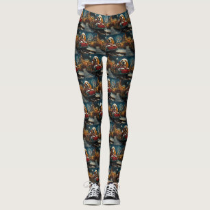 Basset Hound Hund Achterbahn Weihnachten Leggings