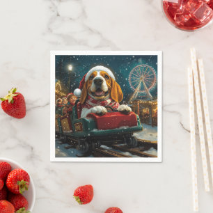 Basset Hound Hund Achterbahn Weihnachten Serviette