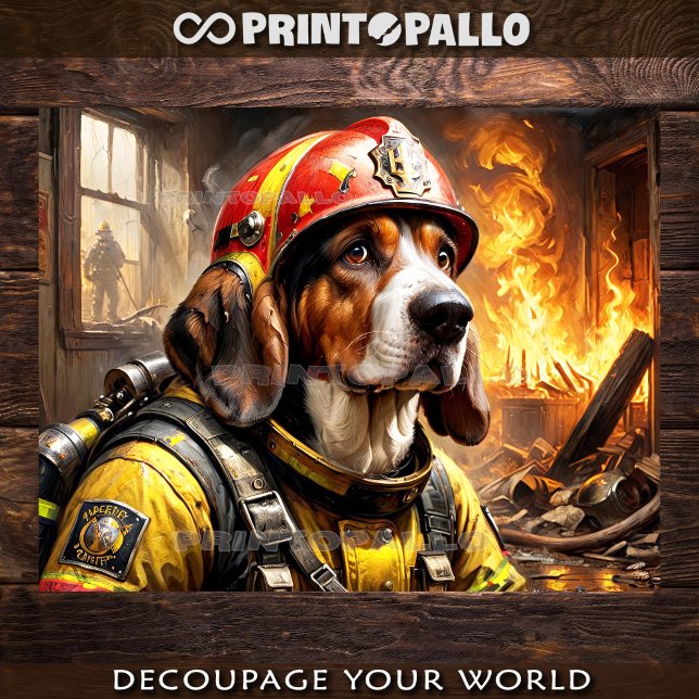 Basset Hound Hund als Feuerwehrmann - Seidenpapier (Von Creator hochgeladen)