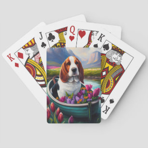Basset Hound Hund auf einem Paddel: Ein landschaft Spielkarten