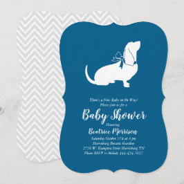 Basset Hound Hund Baby Dusche Boy Blue Einladung