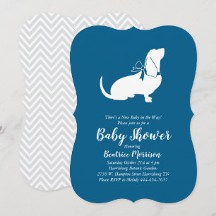 Basset Hound Hund Baby Dusche Boy Blue Einladung