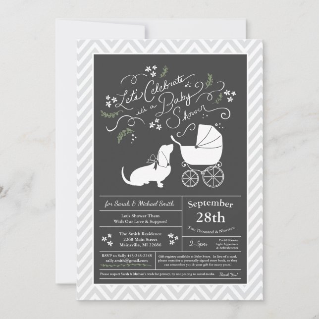 Basset Hound Hund Baby Duschgeschlecht neutral Einladung (Vorderseite)