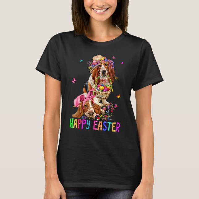 Basset Hound Hund Bunny Ears Kostümeier Happy Eas T-Shirt (Vorderseite)