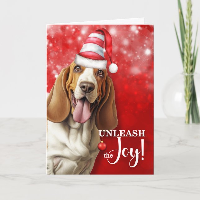 Basset Hound Hund entleash die Freude Weihnachten (Vorderseite)