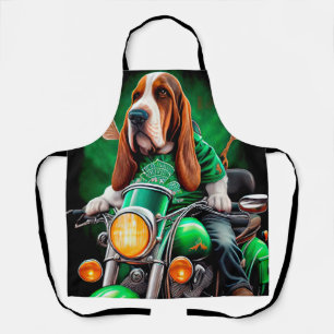 Basset Hound Hund Fahrrad St. Patrick's Day Schürze